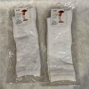 VOP (2) Pairs White Knee-High Socks